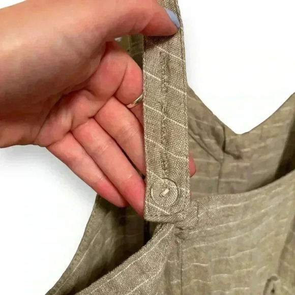 Romeo & Juliet Couture Tan Striped Linen Blend Jumpsuit Adjustable strap size Lg - Picture 7 of 16